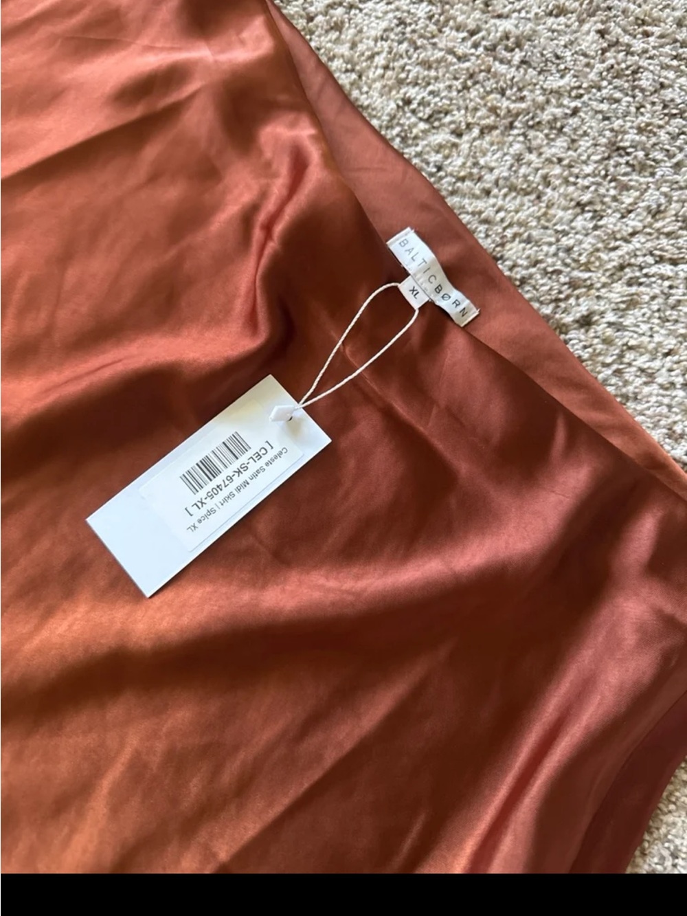 NWT Baltic Born Collection: Celeste Satin Midi Skirt in Spice size XL - Picture 7 of 10